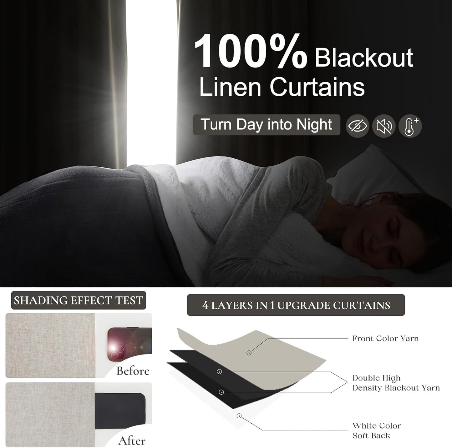 100 Inch Curtains Cabin & Drapes Window Coverings Linen Custom Blackout Curtains (Each 40x2 Panel 80 Widex100 Tall Natural Birch) Double Pinch Pleated Sliding Door Curtains for Patio