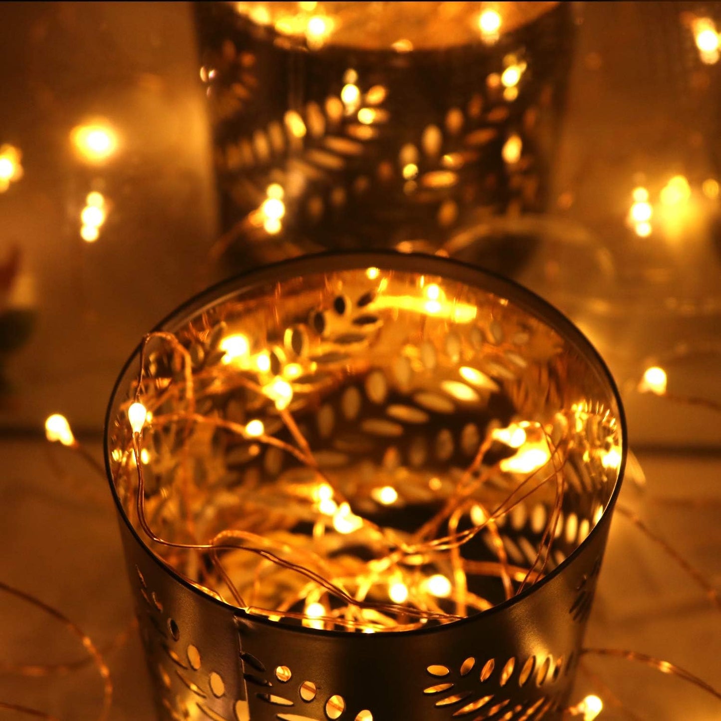 OakHaomie 6 Pack 10ft(3m) LED Starry String Lights 30 Micro LEDs on Copper Wire,2pcs CR2032 Batteries Required and Included,for DIY Wedding Christmas Centerpiece Table Decorations(Amber)