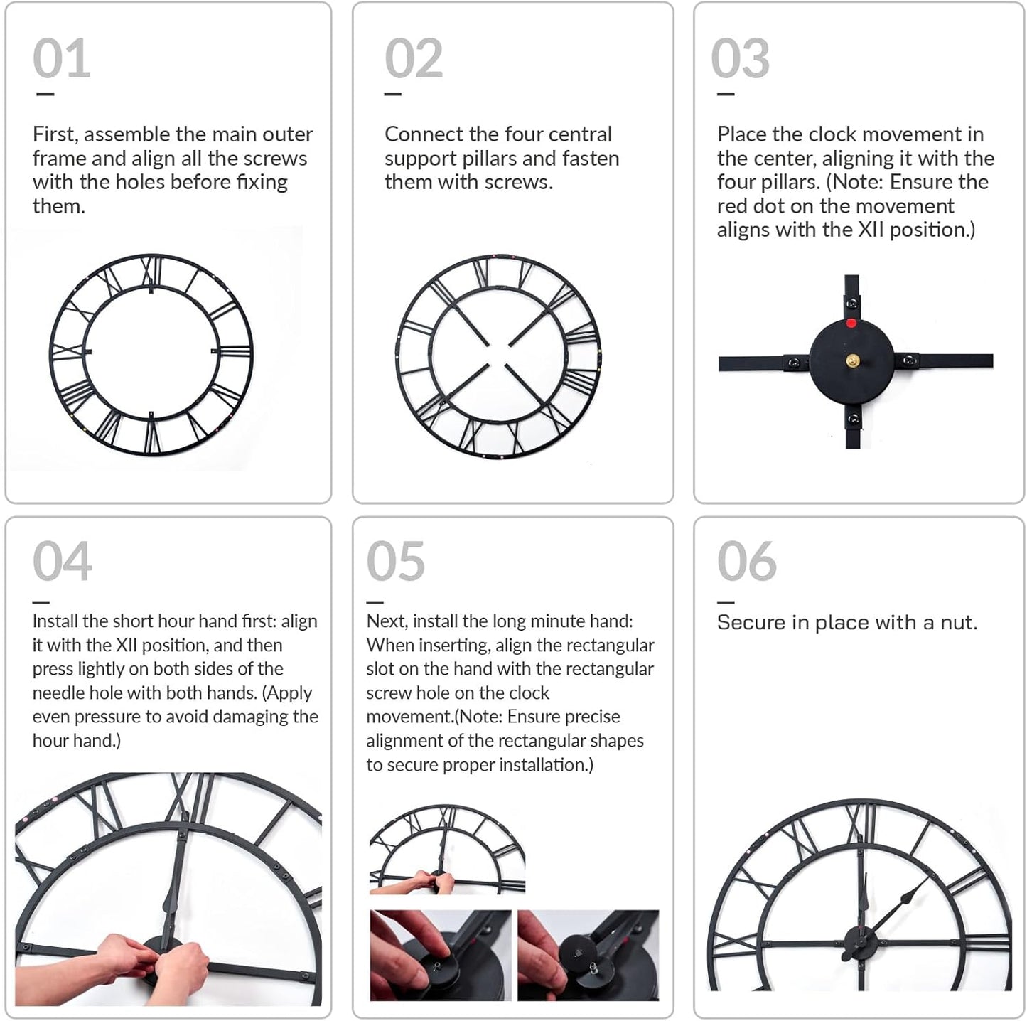 Extra Large 40 Inch Wall Clock for Living Room Decor – Silent Non-Ticking Modern Farmhouse Wall Clock, Oversized Decorative Metal Roman Numeral Clock, Black