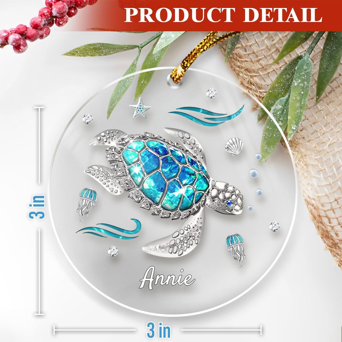 Personalized Photo Ornament for Family - Custom Round Acrylic Ornaments for Family, Create Your Own Ornament Keepsake Gifts Xmas Home Decorations