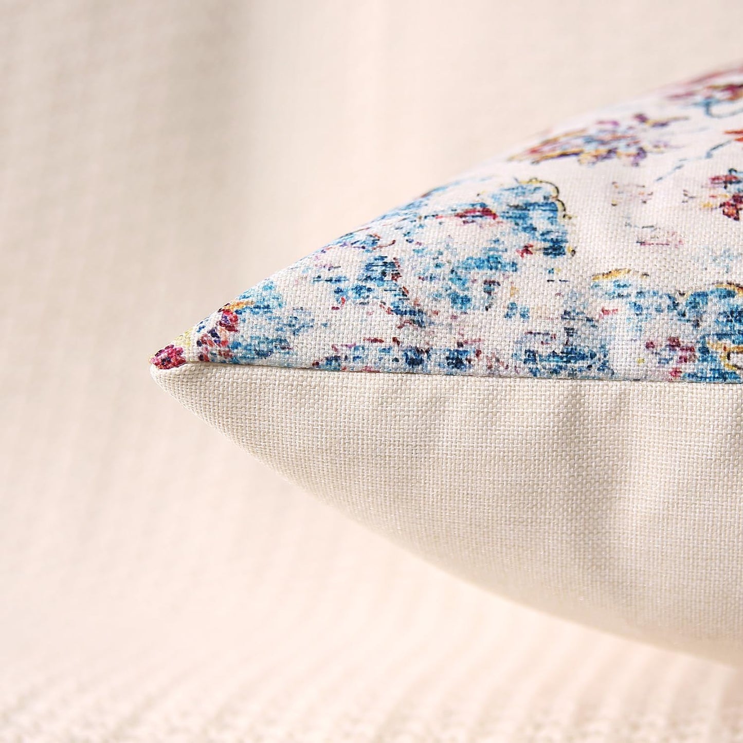 Outdoor Waterproof Pillow Covers - 18 X 18 Inch Set of 2 Blue Orange Bohemian Vintage Carpet Pattern Decorative Farmhouse Pillow Covers for Couch Garden Balcony