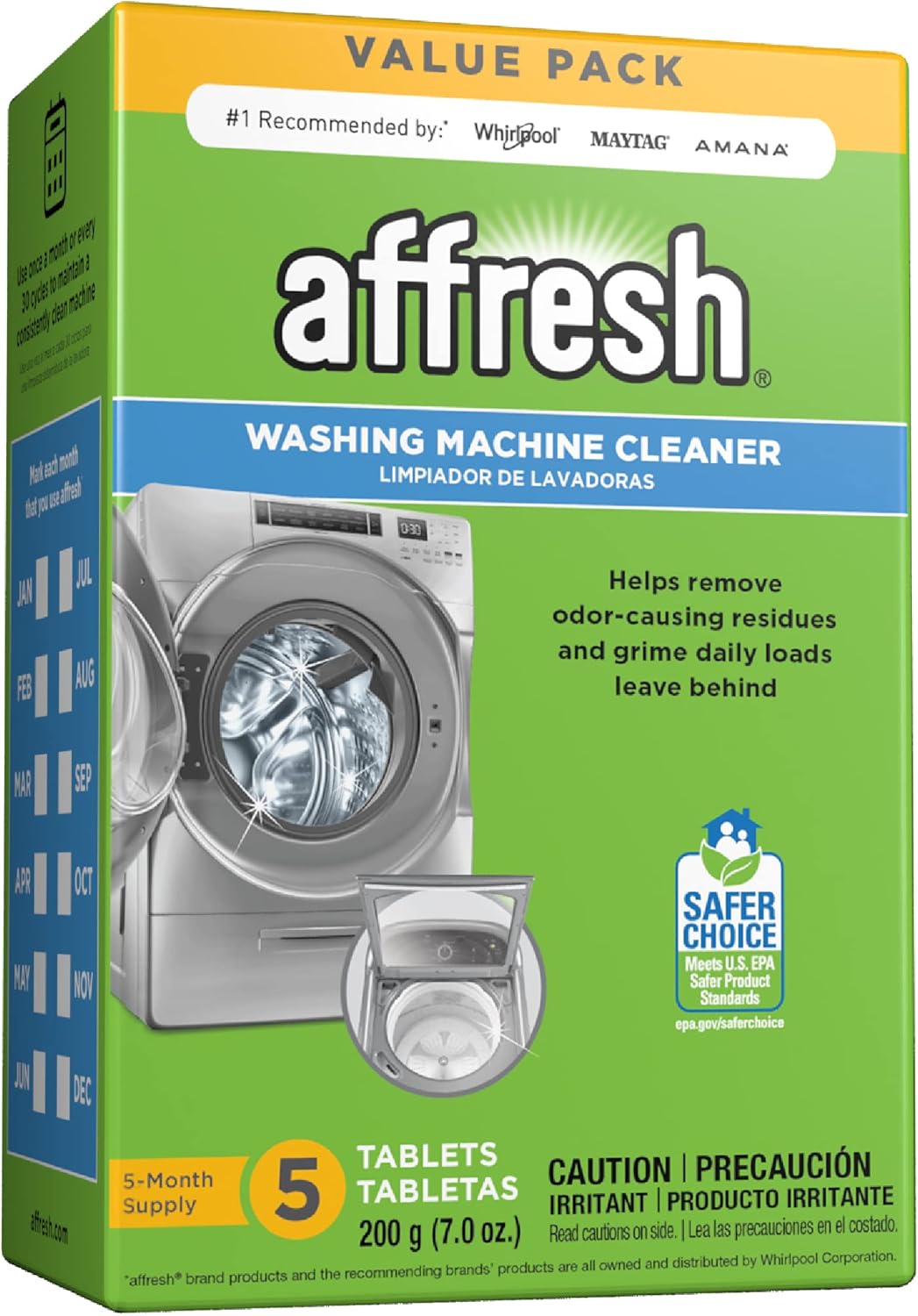 Affresh Washing Machine Cleaner, Cleans Front Load and Top Load Washers, Including HE, 5 Tablets