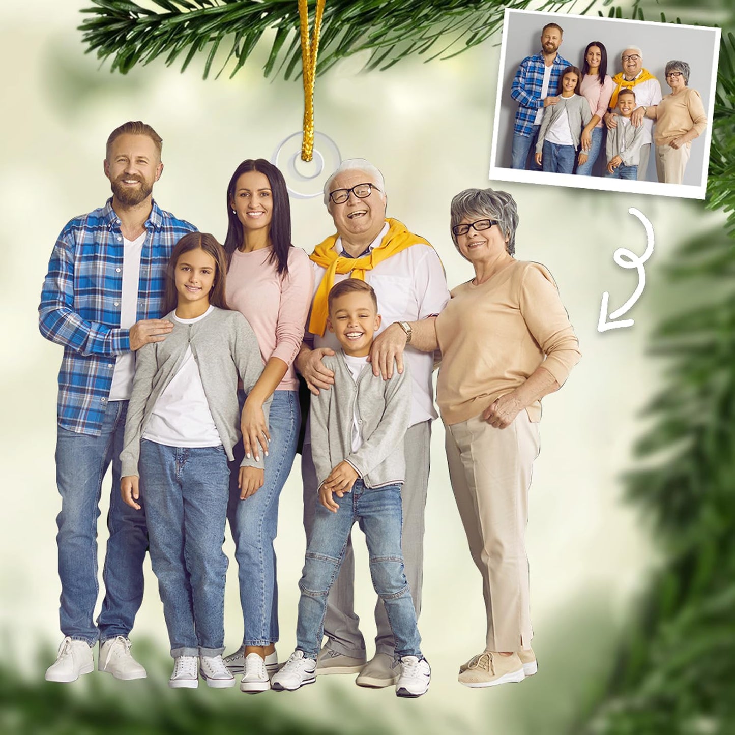 DOPTIKA Custom Photo 2D Acrylic Ornament 2025, Birthday Gifts for Family Members, Christmas Decor, Personalized Funny Family Ornaments for Christmas Tree Hanging, Gifts for Mom Dad