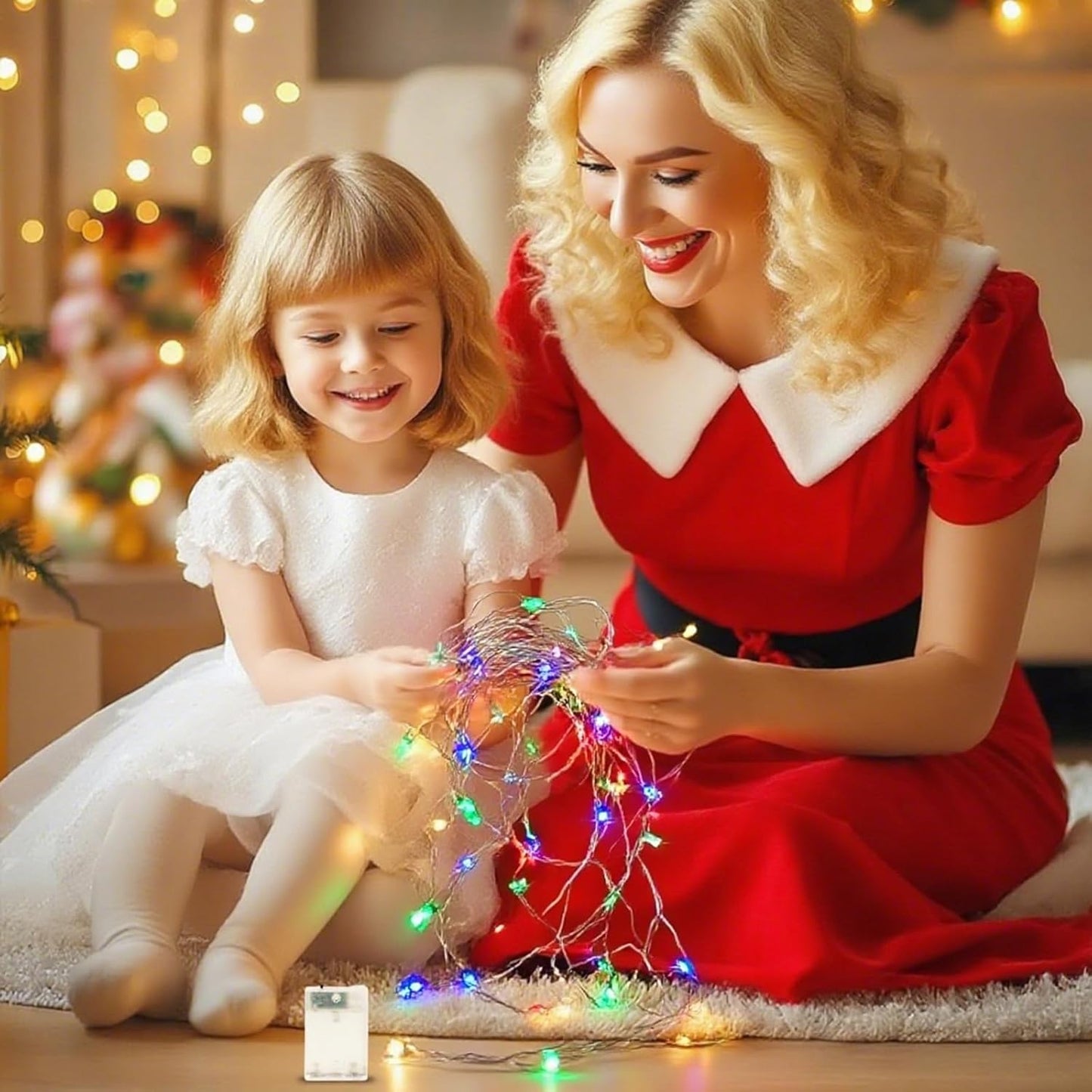 Fairy Lights Battery Operated String Lights 16.4ft 50LED Flashing and Constant Light Waterproof Silver Wire for Christmas DIY Party Bedroom Wedding (Multicolor, 8 Pack)