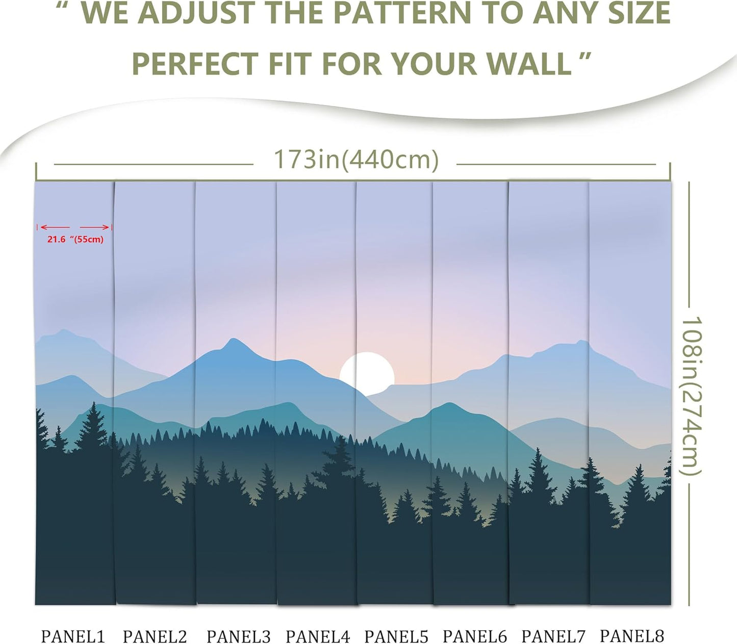 Natural Mountain Forest Landscape Wallpaper Mural for Living Room, Bedroom, Dinning Room, Large Background Waterproof Wall Decor(Not Peel and Stick)