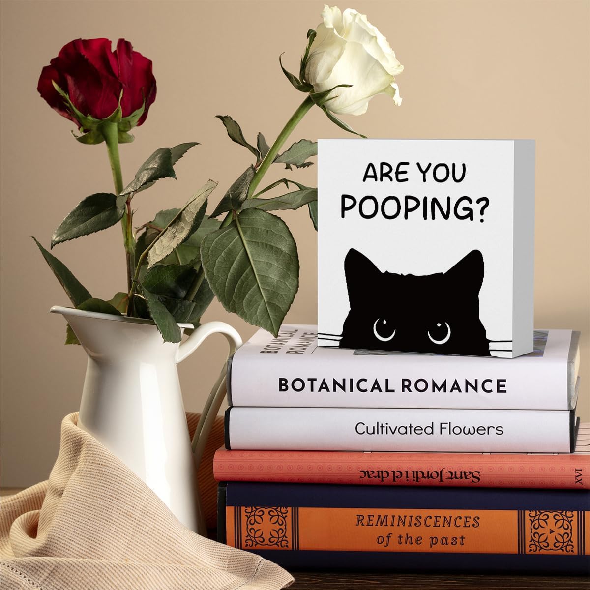 Funny Bathroom Decor Are You Pooping Cat Sign Funny Bathroom Toilet Table Decoration Funny Cat Gifts Bathroom Wall Decor Cat Gifts for Women Gifts for Cat Lovers, Funny Bathroom Wooden Box Sign Decor