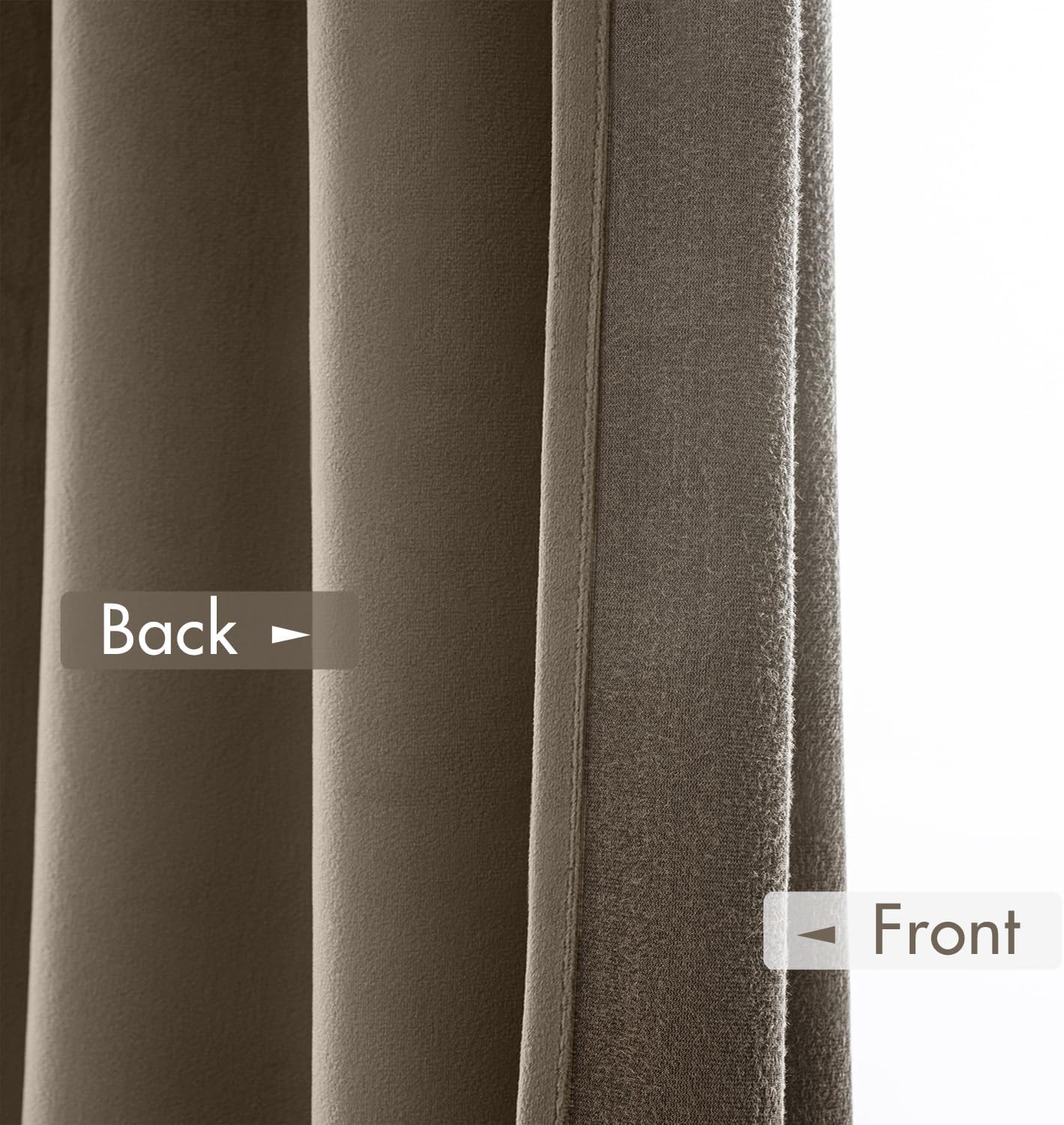 MIULEE Taupe Velvet Curtains Thermal Insulated Blackout Curtain Drapes for Bedroom Living Room Darkening 96 Inches Long Curtains Panels Rod Pocket Set of 2