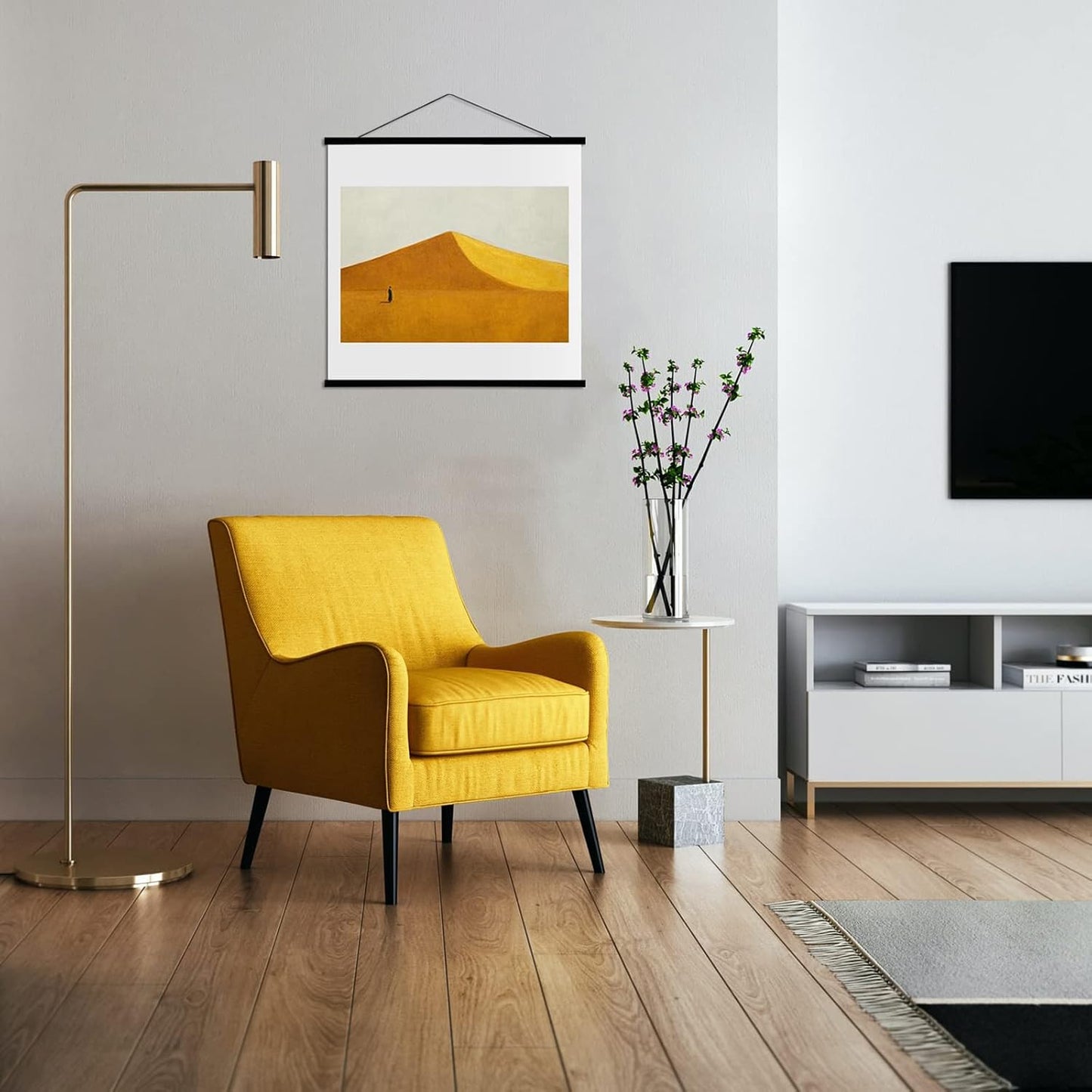 FALAMON Magnetic Poster Hanger Frame, 14x22 14x20 14x24 Teak Wood Magnet Poster Frame for Posters, Prints, Photos, Pictures, Maps, Scrolls, and Canvas Artwork(Black, 14")