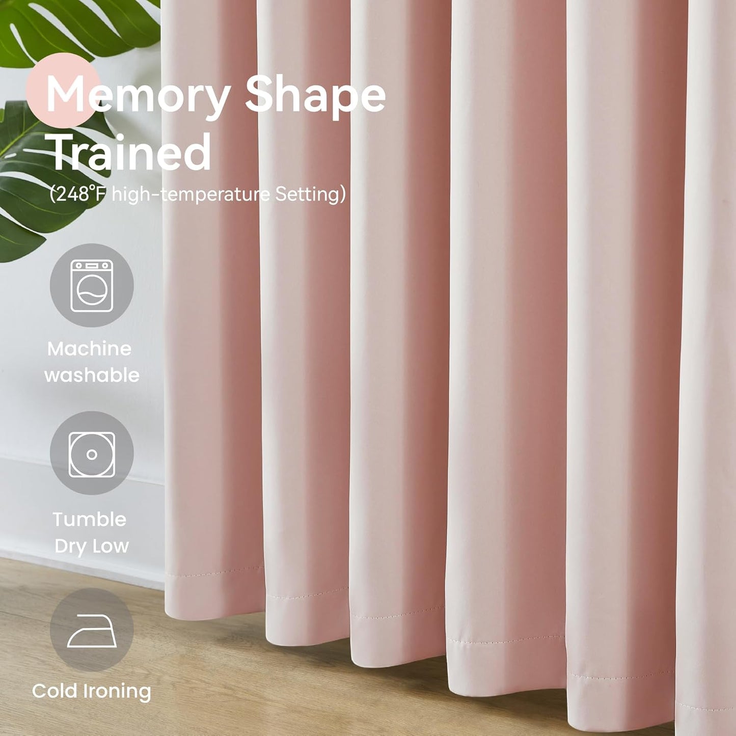 KangBang Pink Pinch Pleated Curtains for Sliding Glass Door 102 Inches Long, Extra Wide Light Blocking Elegant Modern Window Treatments for Kids Playroom with Hooks 2 Panels, W60xL102, Baby Pink
