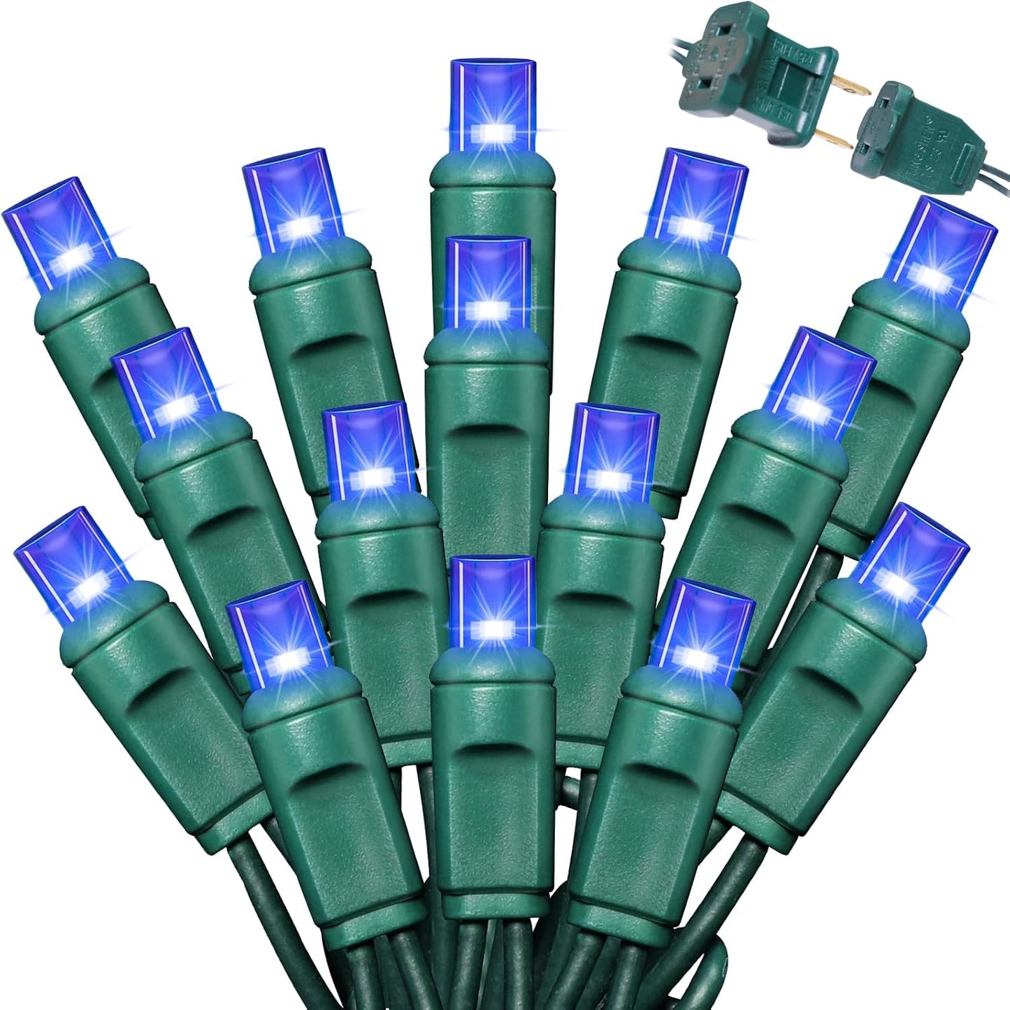 600LED (12pk of 50L) String Lights,LED Christmas Lights, 6" SPACING,Green Wire,Blue