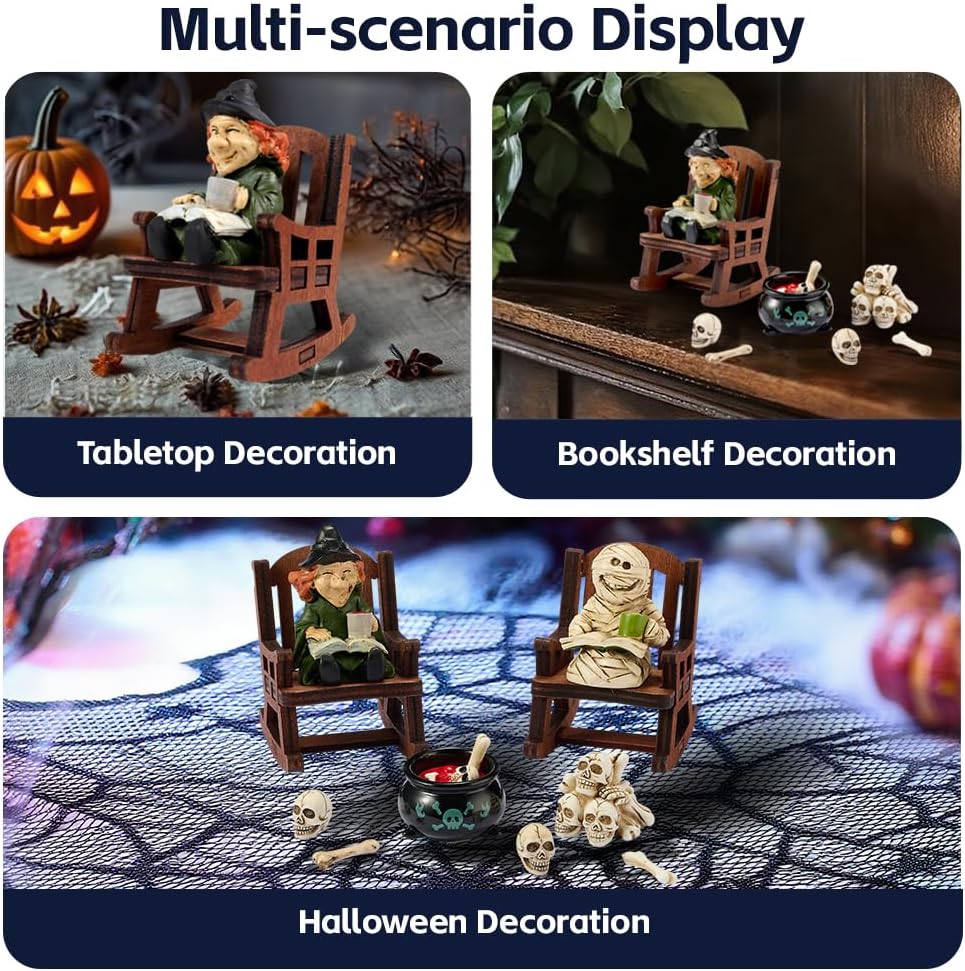 Halloween Fun Miniature Witch Figurine,Gothic Horror Resin Witch Decor,for Bookshelf Decor,Desk Trinkets,Collectible,Party Gifts