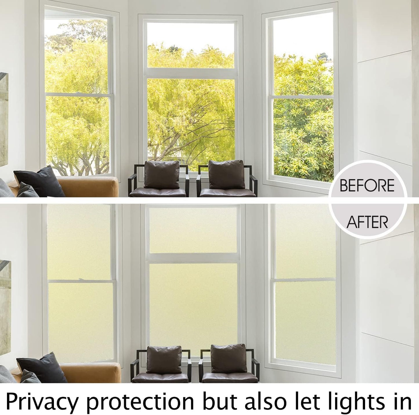 HIDBEA Frosted Window Privacy Film Heat Control UV Blocking, Static Cling Non-Adhesive Reusable Door coverings for Bathroom Home Office (Frosted 41.3 Inch x 13.1 Feet)