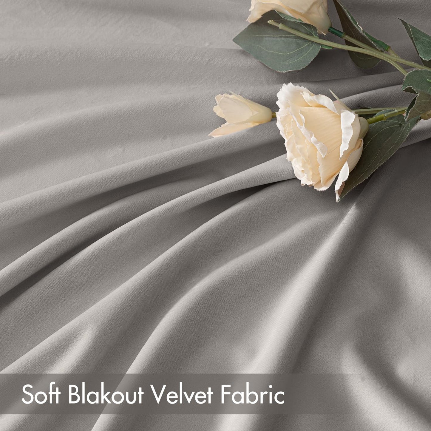 MIULEE Silver Velvet Curtains Thermal Insulated Blackout Curtain Drapes for Bedroom Living Room Darkening 108 Inches Long Curtains Panels Rod Pocket Set of 2