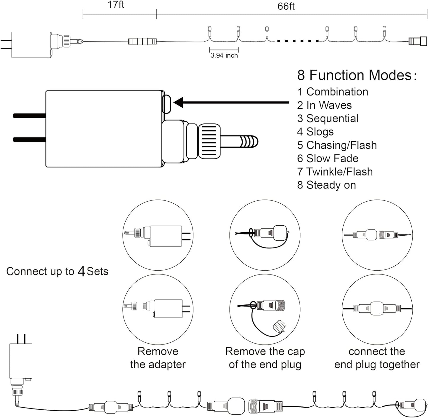HOME LIGHTING 66FT 200 LED Halloween String Lights, Plug in Green Wire String Light, 8 Lighting Modes Waterproof Fairy Mini Lights for Indoor Outdoor Christmas Wedding Party Decorations (Orange)