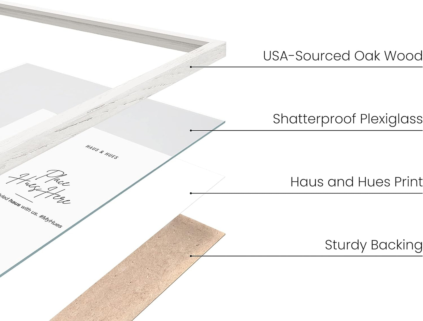 HAUS AND HUES Standalone White Oak Frame Set of 4-8.5x11