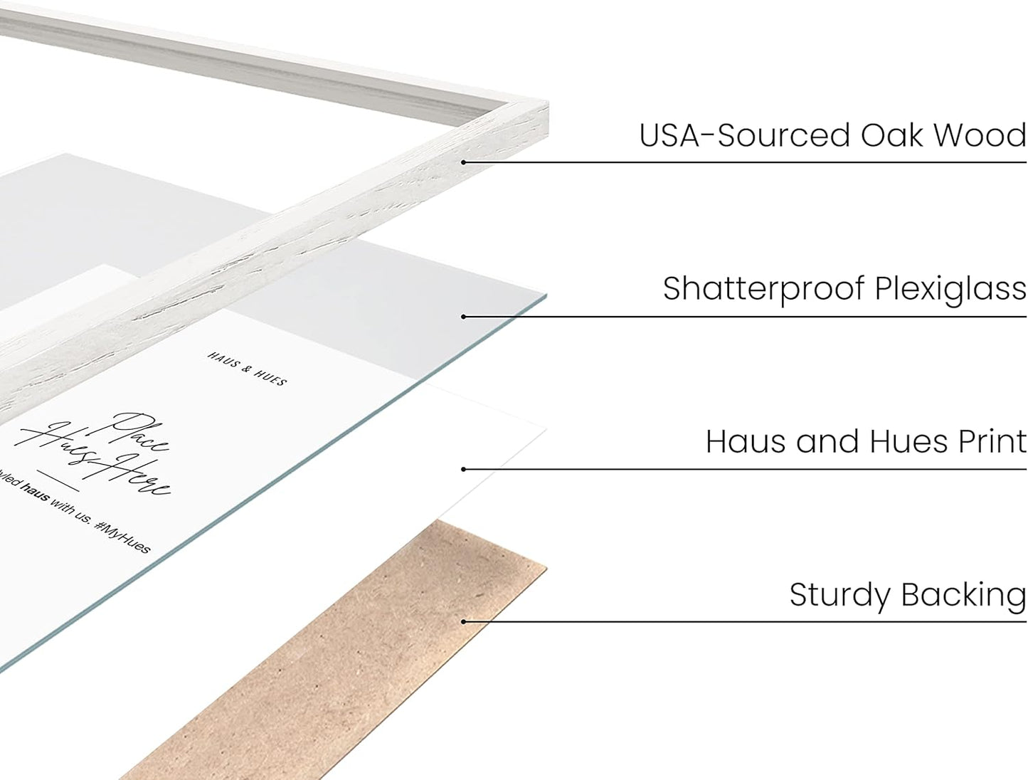 HAUS AND HUES 20 x 30 Frame -20 By 30 Picture Frame, 20x30 Poster Frame Wood, Big 20 Inch x 30 Inch Frame, Natural 30x20 Picture Frame, 20 x 30 Picture Frame (20x30 White Frame)