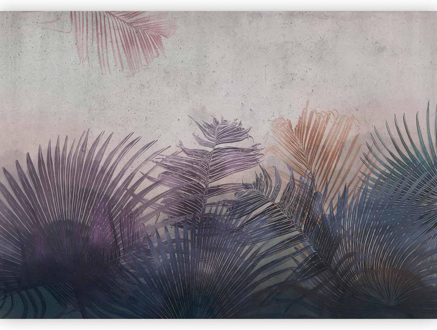 artgeist Wall Mural Jungle 77x55 in - XXL Peel and Stick Self-Adhesive Wallpaper Removable Large Sticker Foil Wall Decor Print Picture Image Design Leaves Botanical Nature Purple Grey b-A-0827-a-a