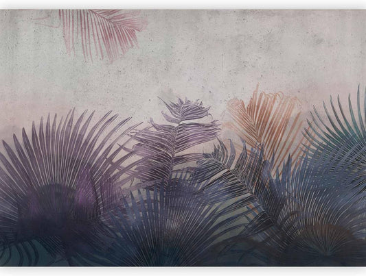 artgeist Premium Wall Mural Jungle 138x101 in - XXL Non-Woven Wallpaper Fleece Wall Decor Photo Print Picture Image Design Leaves Botanical Nature Purple Grey b-A-0827-a-a