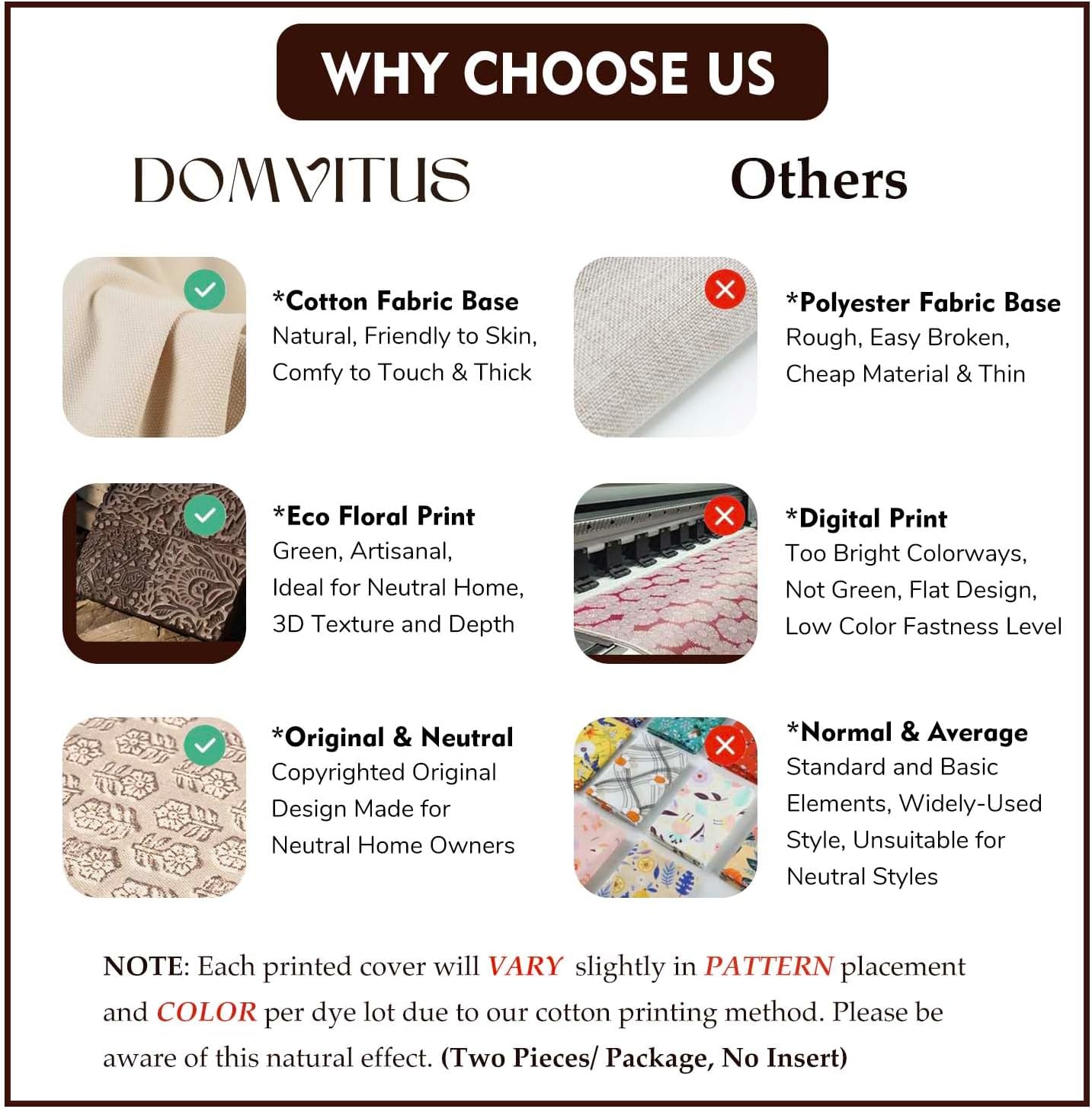 DOMVITUS Floral Pillow Covers Set of 2, Throw Pillow Covers 18x18, Floral Print Neutral Accent Decorative Pillow Covers for Living Room, Bed, Dusty Blue