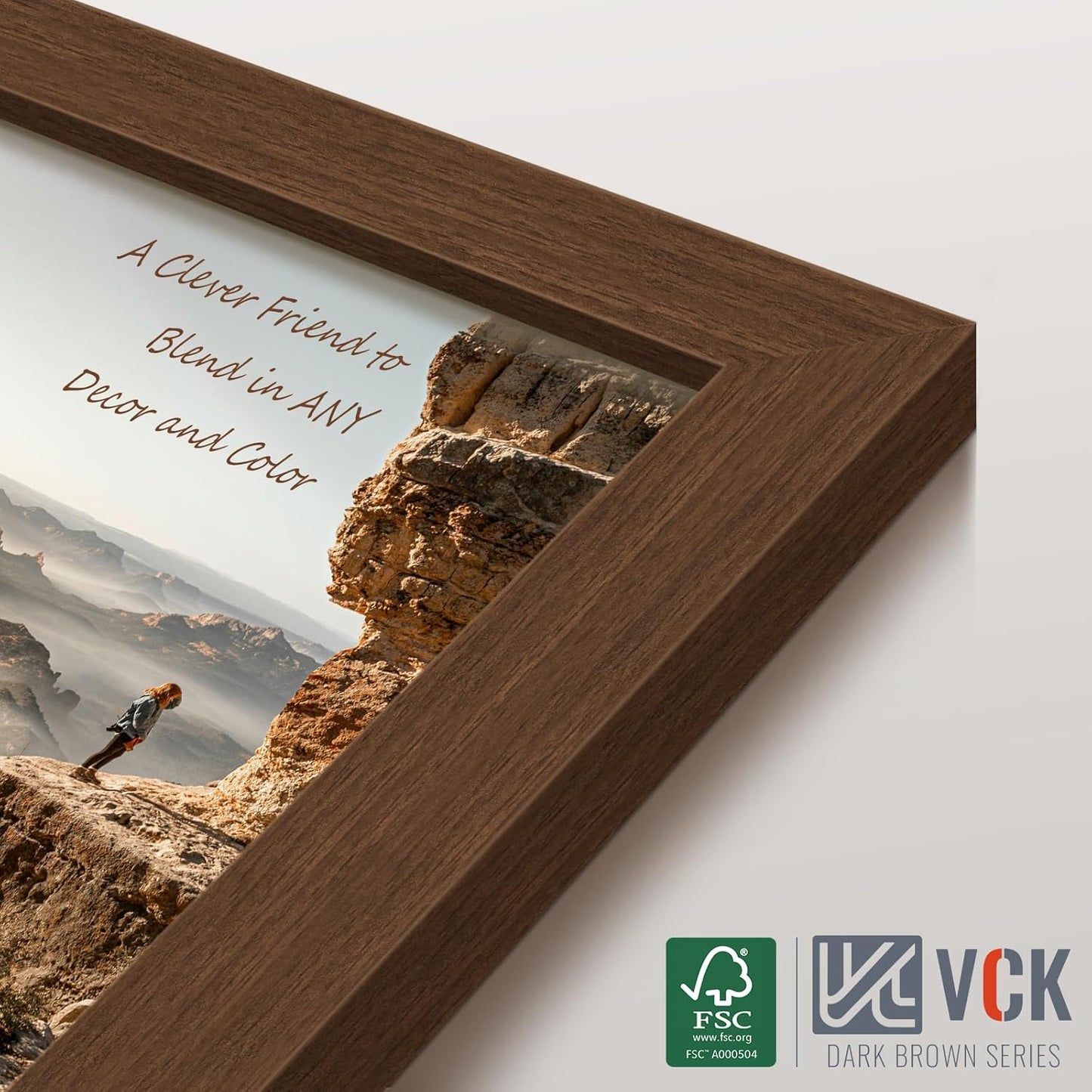 VCK 18x24 Brown Poster Frame 3 Pack, Wood Picture Frame with Exclusive Wood Grain, Wall Mounting Hanging