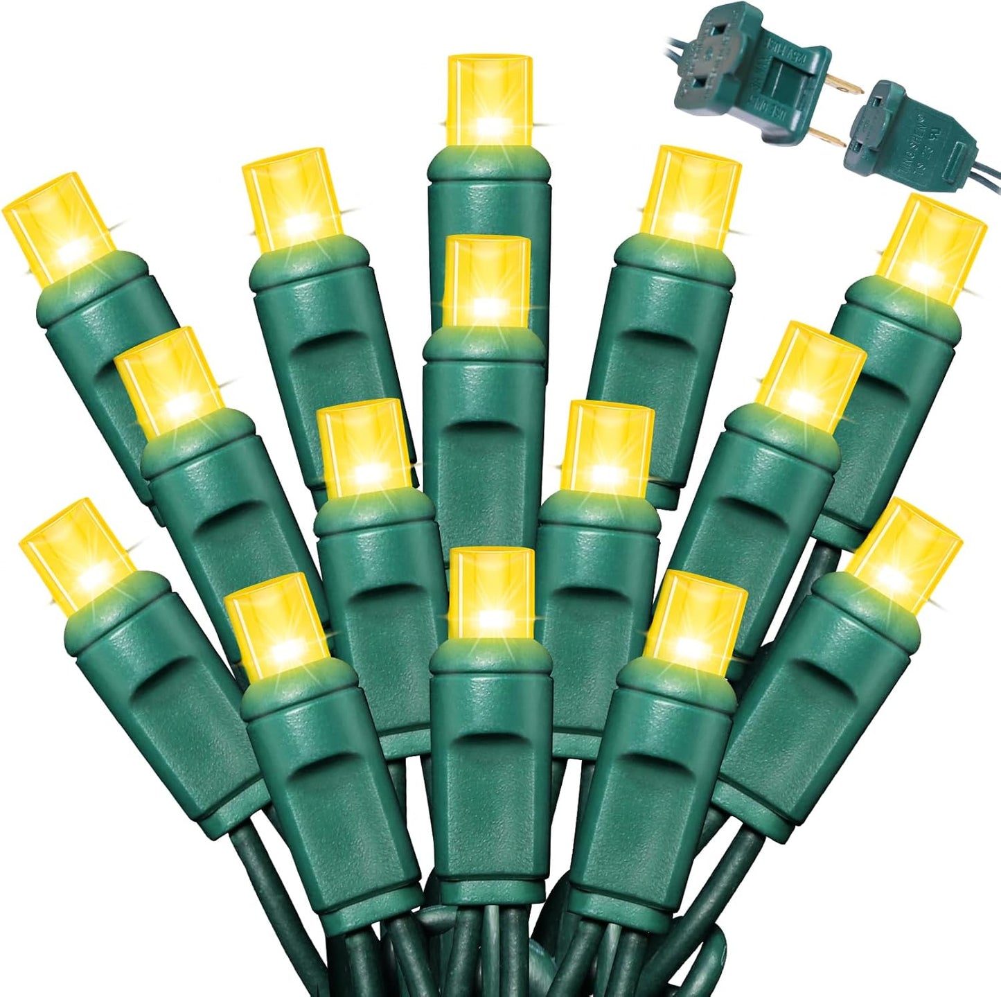 1200LED (24pk of 50L) String Lights, LED Christmas Lights, 6" SPACING,Green Wire, Yellow