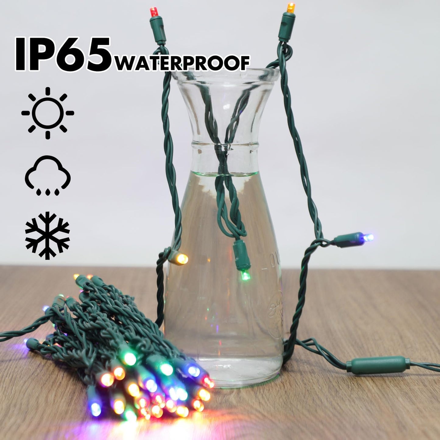 1200LED (24pk of 50L) String Lights, LED Christmas Lights, 6" SPACING,Green Wire, Multicolour