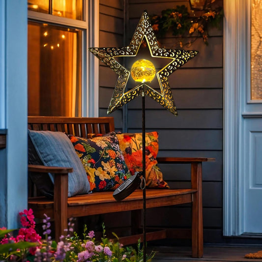 TAKE ME Star Solar Lights Garden Outdoor Decor Waterproof Metal Solar Stakes Lights for Patio Yard Walkway Lawn Patio Mothers Day Garden Gifts Mom Wife Grandma
