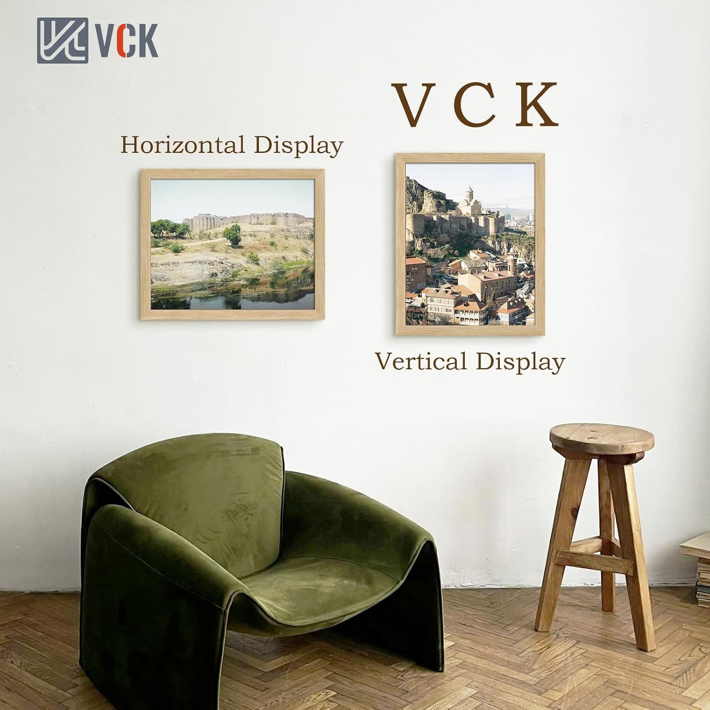 VCK 16x20 Poster Frame 3 Pack - Oak, Natural Solid Wood Picture Frames for Wall, Wall Gallery Frame