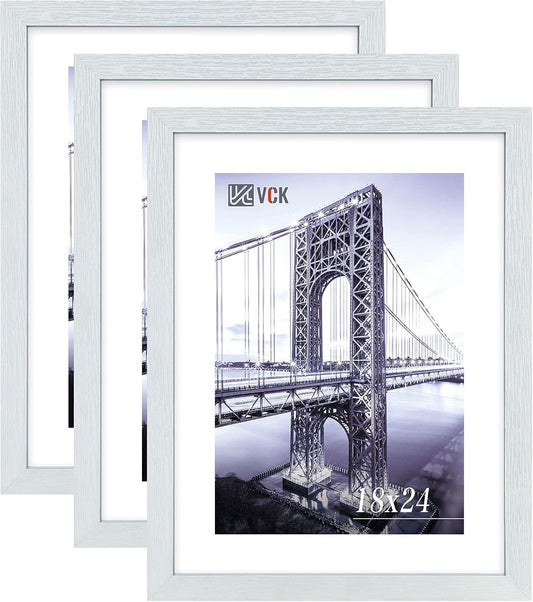 VCK 18x24 Poster Frames 3 Pack White MDF Wood and Polished Plexiglass Frame,Display Pictures in Horizontal and Vertical…