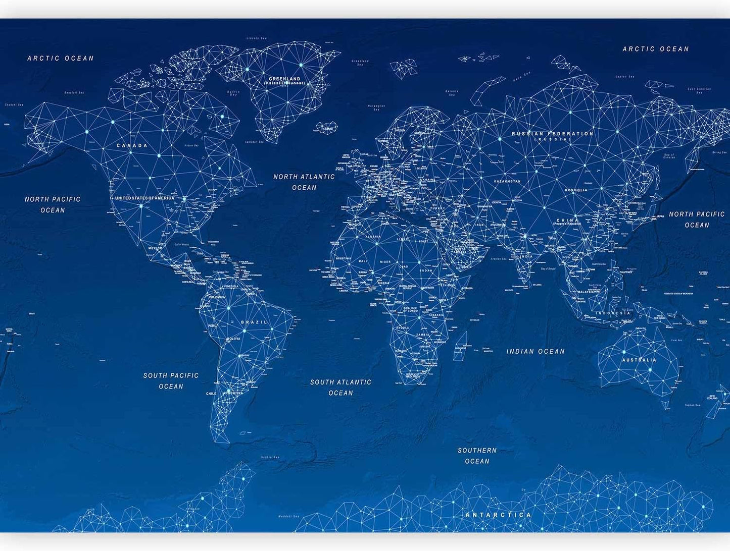 artgeist Wall Mural World Map 173x124 in - Peel and Stick Self-Adhesive Wallpaper Removable Large Sticker Foil Wall Decor Print Picture Image Design Map of The World k-A-0125-a-a