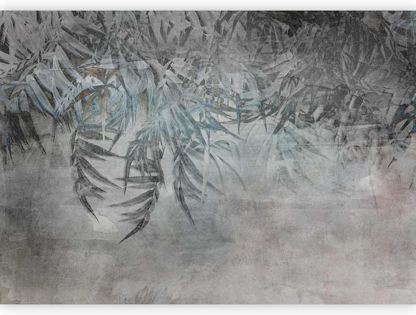 artgeist Wall Mural Leaves 173x124 in - Peel and Stick Self-Adhesive Wallpaper Removable Large Sticker Foil Wall Decor Print Picture Image Design Palm Leaves Concrete Nature Grey b-C-10103-a-a