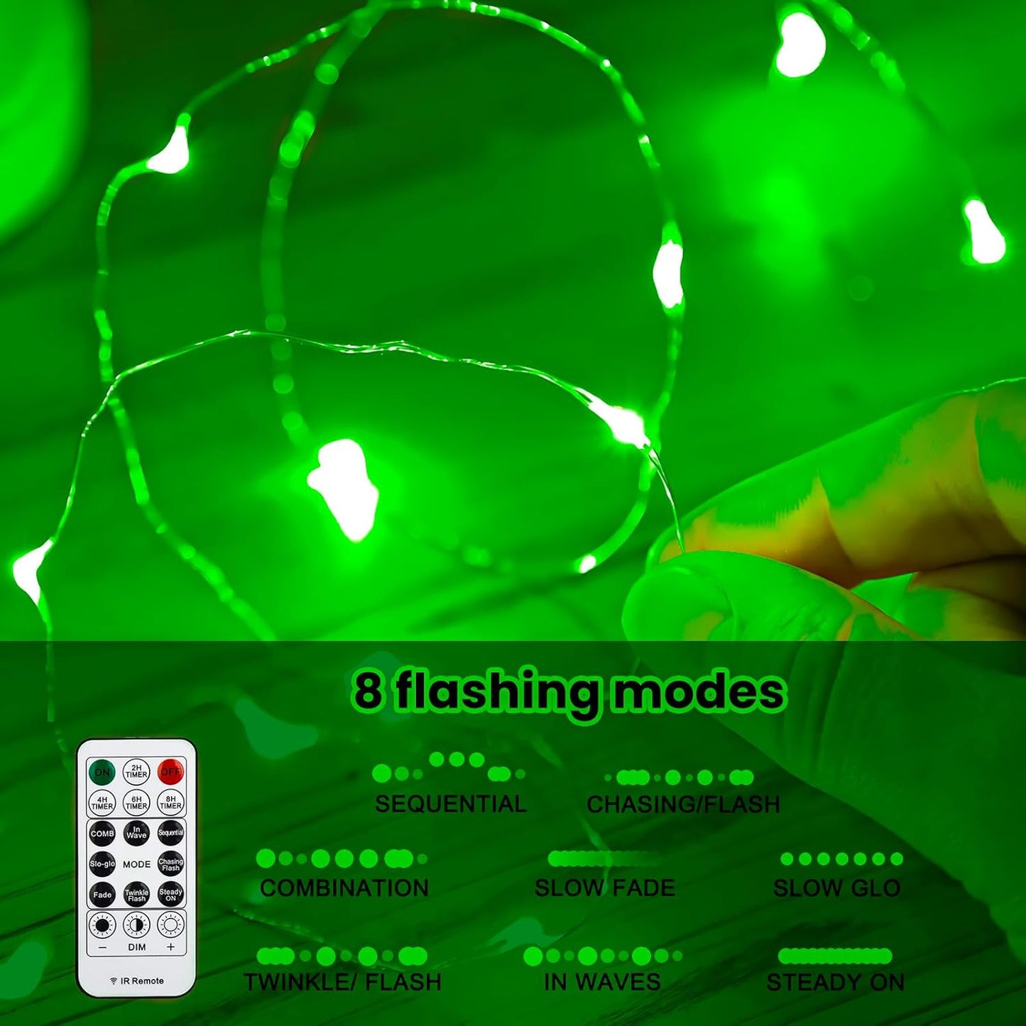HXWEIYE 300LED Green Fairy Curtain Hanging Lights with Remote 8 Modes Timer for Bedroom, 9.8x9.8Ft USB Plug in Christmas Fairy String Lights for Outdoor, Weddings, Party, Garden, Wall, Decorations