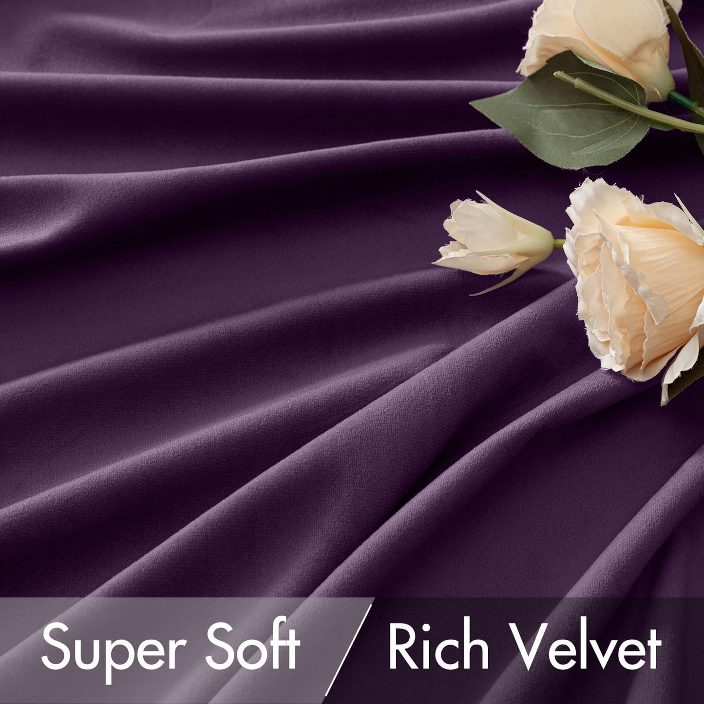 MIULEE Purple Velvet Curtains 84 inches 2 Panels - Luxury Room Darkening Window Drapes for Bedroom Living Room Thermal Insulated Super Soft Blackout, Back Tab Rod Pocket Pinch Pleated, W52 x L84