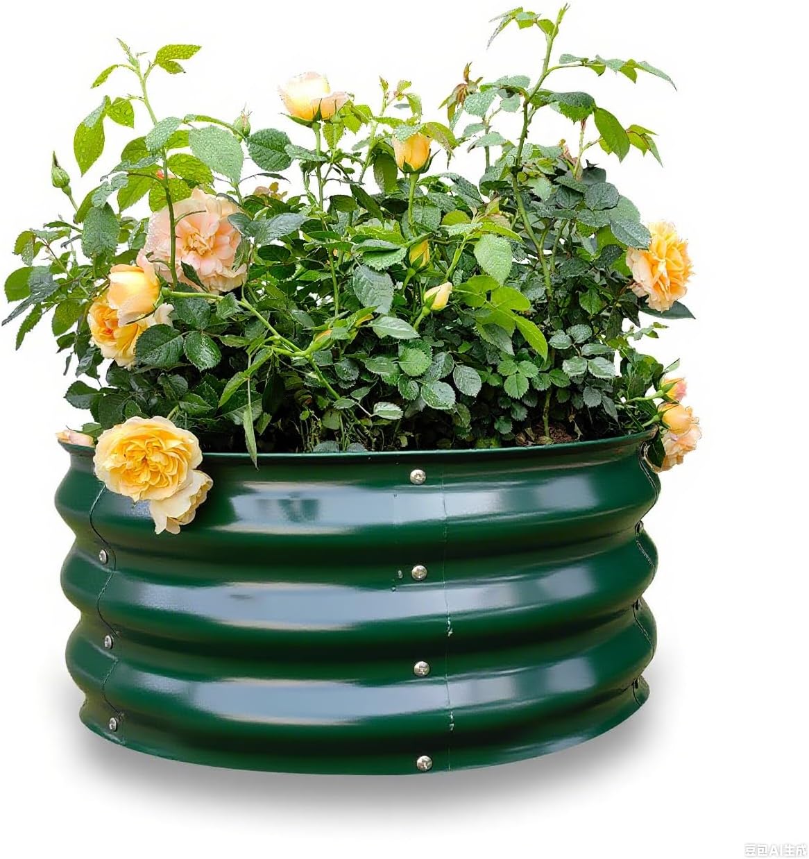 GARDMAX 2x2x1FT Galvanized Round Raised Garden Bed Kit, Metal Planter Boxes Outdoor with Easy Assembly, Large Garden Bed for Vegetables, Fruits, Flower, Herbs Dark Green