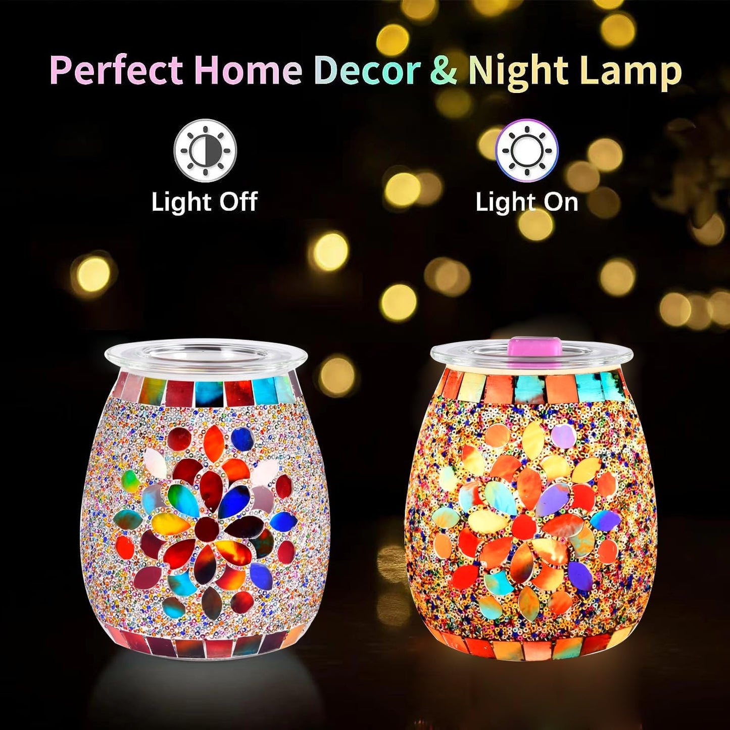 Dicimi Mosaic Glass Electric Wax Melt Warmer, Candle Warmer & Essential Oils Burner - Premium Wax Melts Burner (Petal)