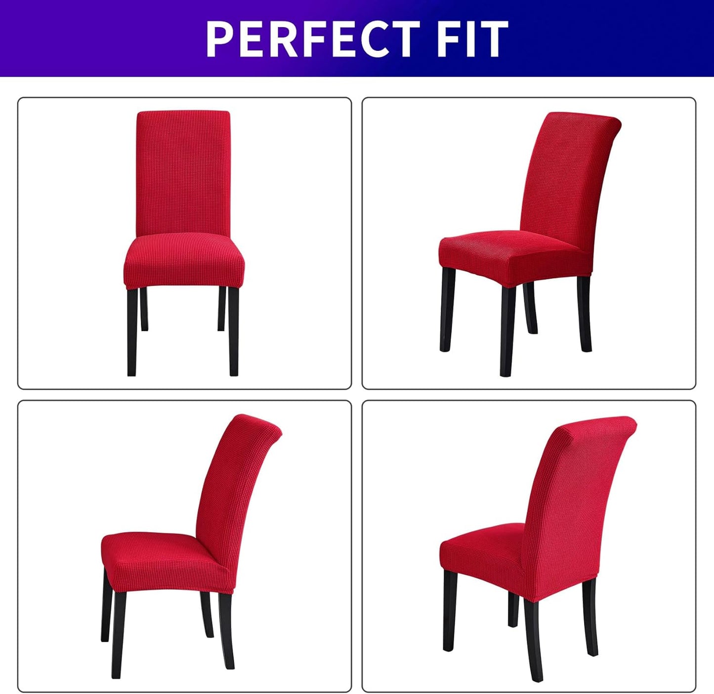 Howhic Stretch Chair Covers for Dining Room Set of 2, Removable Washable Dining Room Chair Covers, Dining Chair Slipcovers Seat Protector, Great for Home Decor and Banquet (Ruby, 6 Pack)