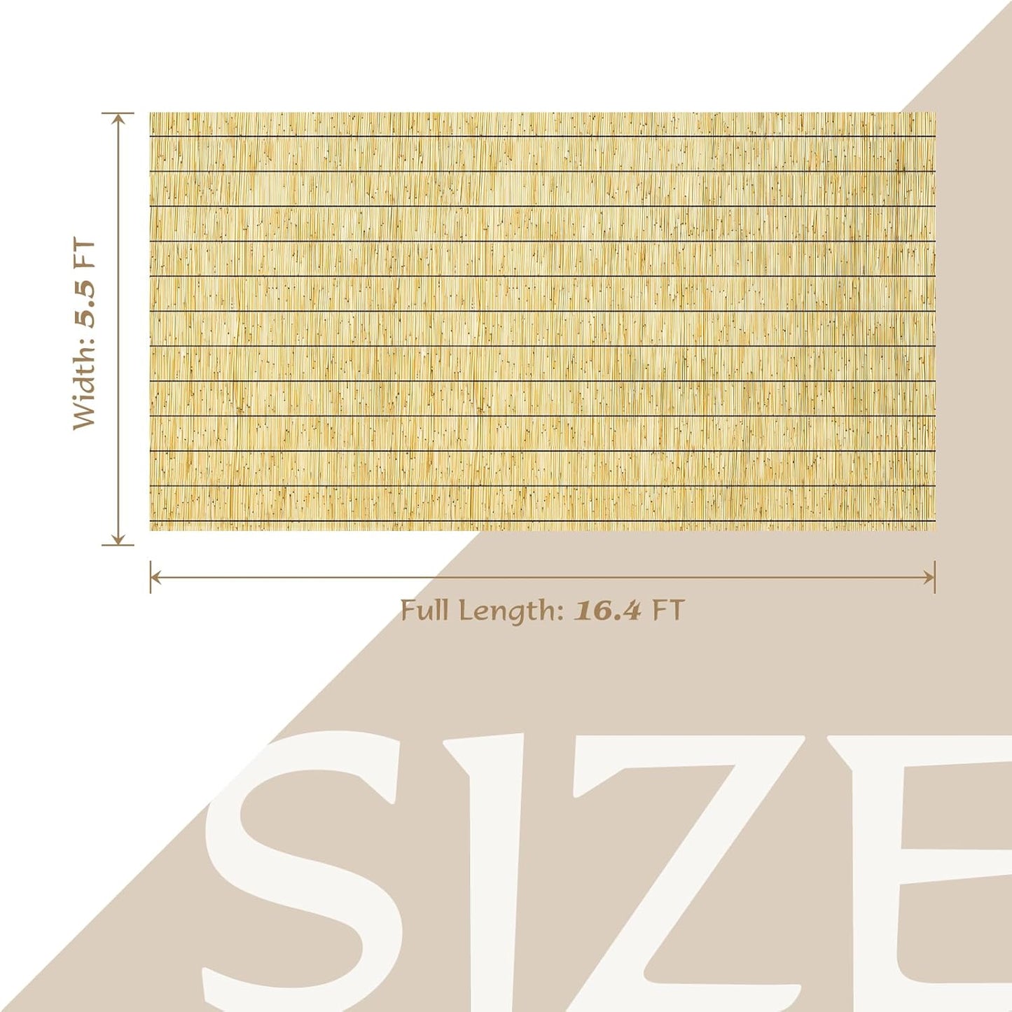 Natural Reed Fencing Rolls,5.5FT X 16.4FT Reed Screen Curtain Fence Covering Privacy Bamboo for Outdoor Backyard Patio（Yellow）