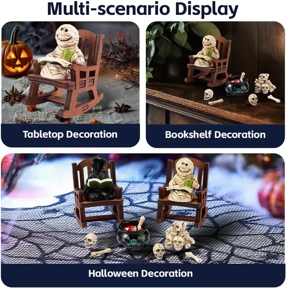 Halloween Fun Miniature Mummy Figurine,Gothic Horror Resin Mummy Decor,for Bookshelf Decor,Desk Trinkets,Collectible,Party Gifts