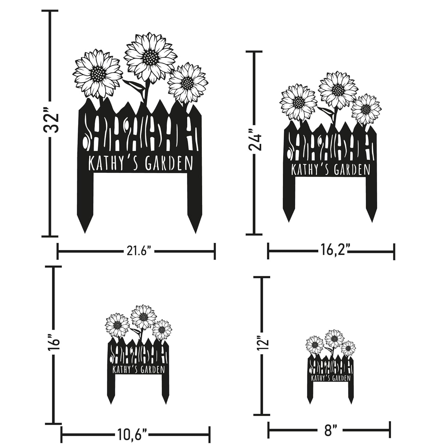 Custom Sunflower Metal Garden Sign with Stakes, Flower Garden Decor, Personalized Family Name Sign, Farmhouse Yard Decorative, Patio Art, Mother's Day Gift, Mom Gift, Housewarming Gift