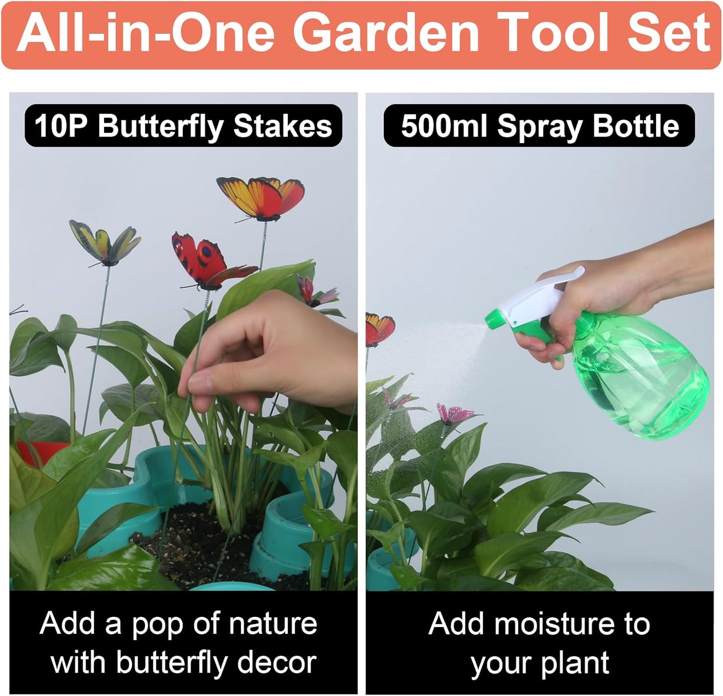 Vertical Planter, 5 Tier Stackable Strawberry Planter with Garden Tool Set, Movable Indoor/Outdoor Garden Herb Pot for Growing Vegetables and Succulents, Teal