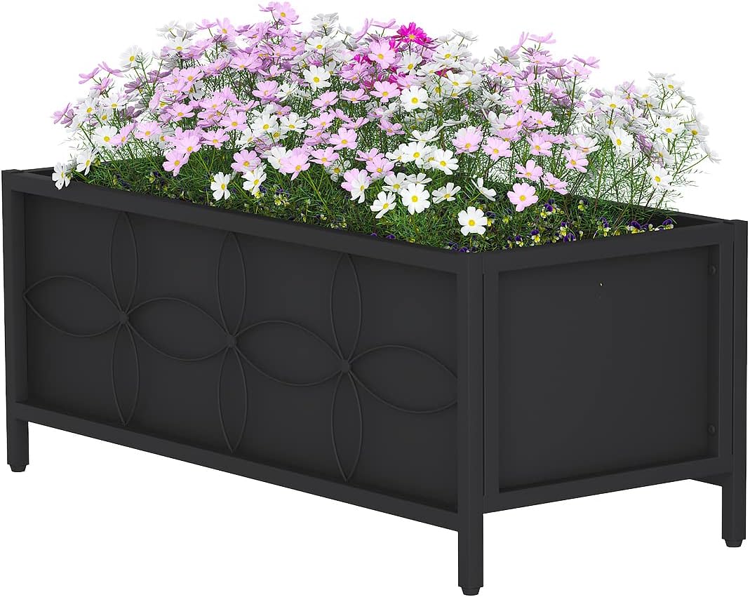 Zhongma Sturdy Raised Garden Bed with Inner Fabric Liners for Vegetables Flower, Planter Box for Backyard Patio Balcony. Inner Size: 33.85x14.17x11 inch