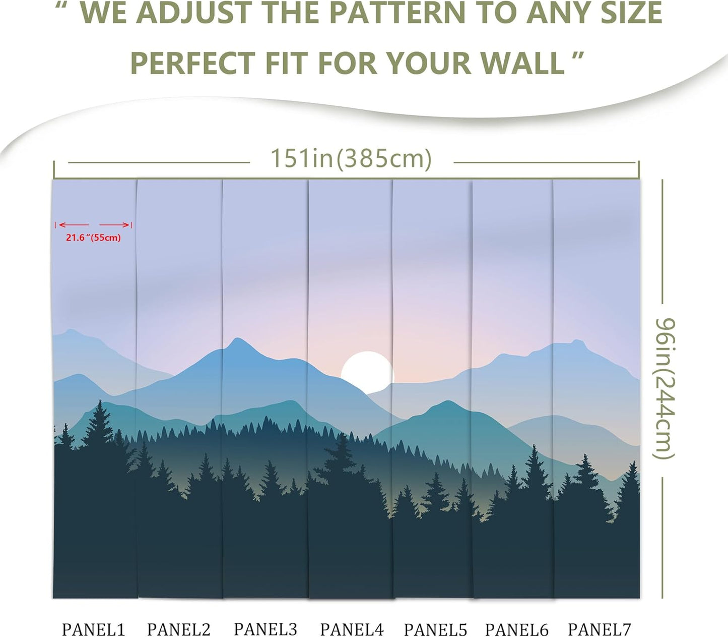 Natural Mountain Forest Landscape Wallpaper Mural for Living Room, Bedroom, Dinning Room, Large Background Waterproof Wall Decor(Not Peel and Stick)