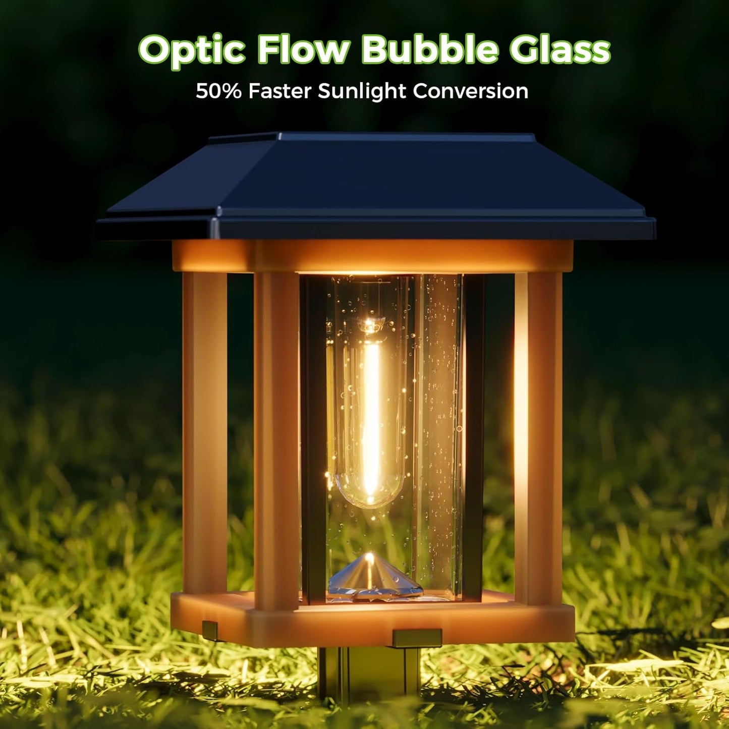 XMCOSY+ Solar Pathway Lights Outdoor Waterproof IP65 - Dual-Tone 25 LM LED Solar Garden Lights for Yard, Glass Outdoor Lighting for Garden Patio Yard Landscape Walkway Driveway Lawn Decor (Warm White)