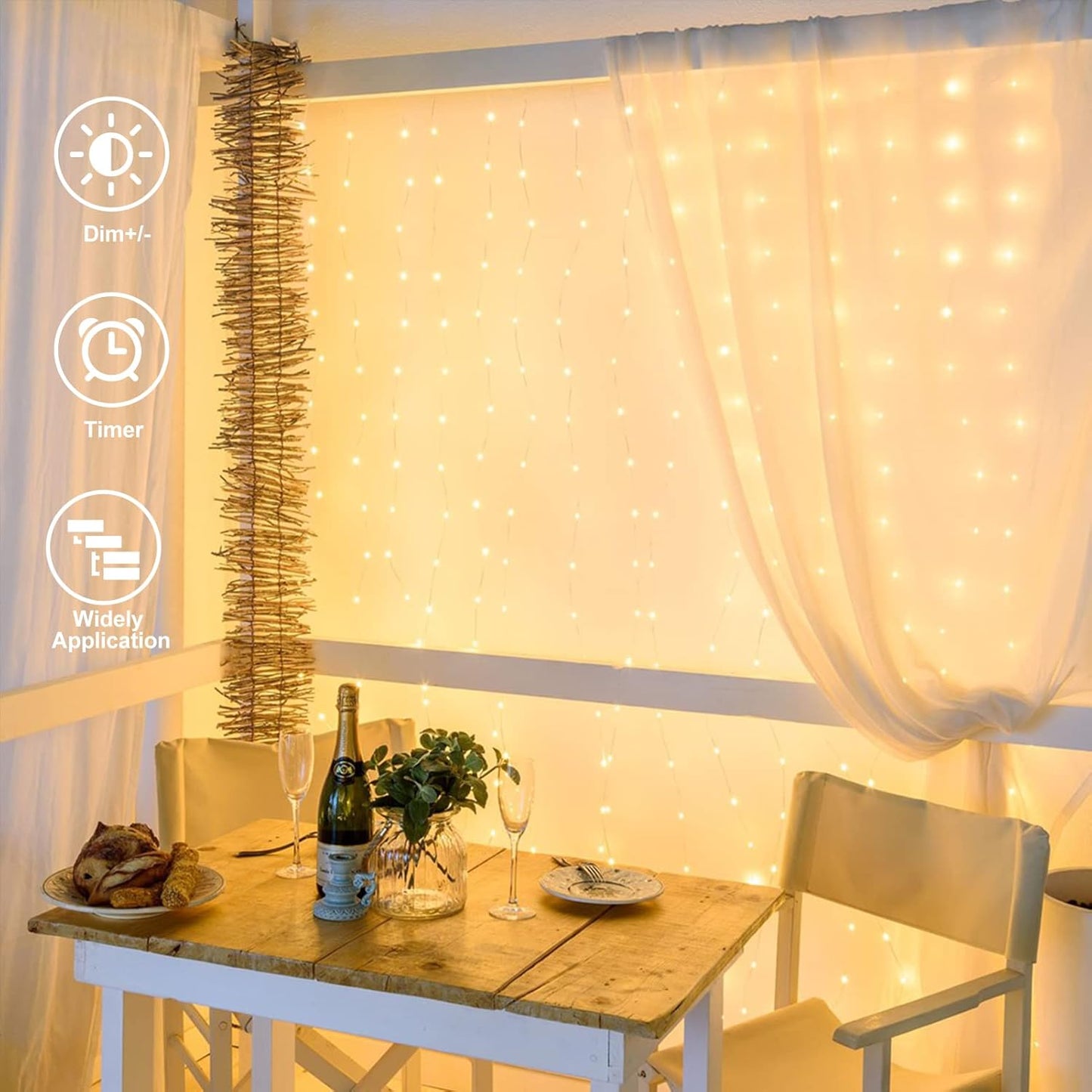 echosari 600 LED Curtain Lights Plug in, 20Ft x 10Ft Connectable Dual Color Changing Fairy Lights Curtain Outdoor Waterproof for Bedroom Backdrop Wedding (Warm White & Multicolor)