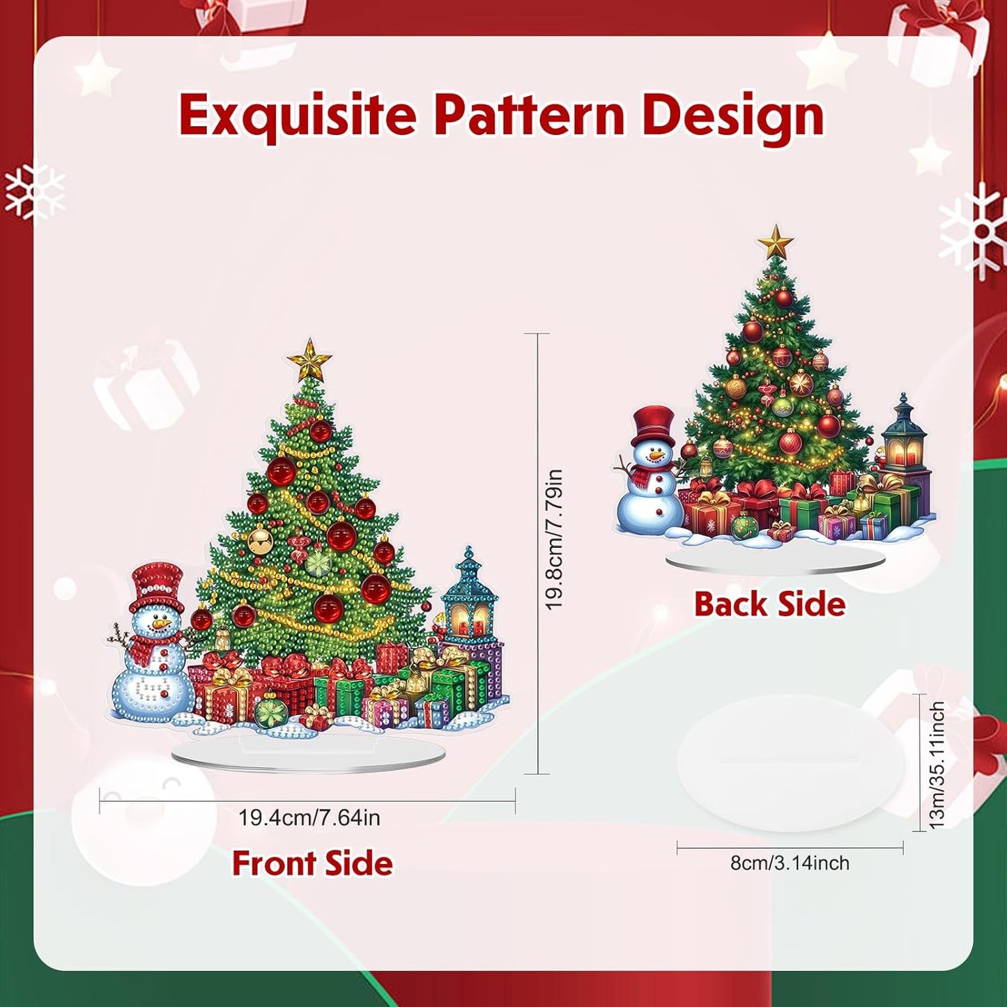 MEIYUDA Christmas Diamond Art Tabletop Kits, DIY Christmas Tree Special Shaped Crystal Desktop Diamonds Painting Ornaments for Adults, Diamond Art Desk Placement Ornaments for Home Decor