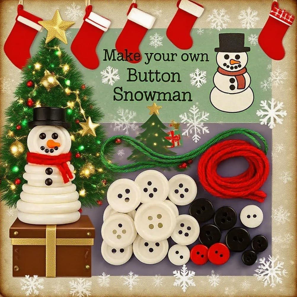 DIY Christmas Button Ornament Making Set - Snowman/Santa/Angel, Fun Holiday Craft Kit for All Ages, Ideal Xmas Tree Hanging Decor & Festive Gifts (Christmas Tree+Old Man+Snowman+Angel)