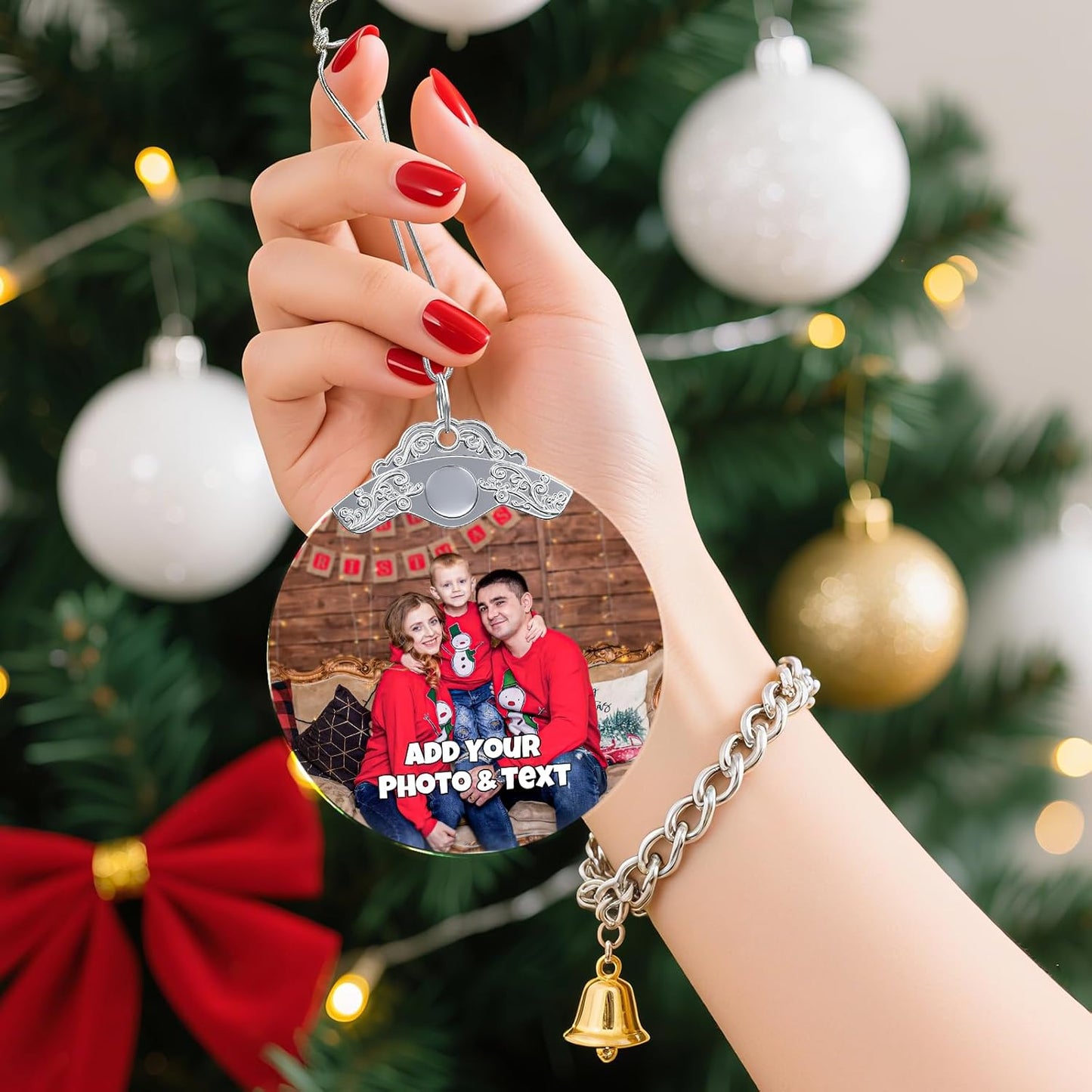 Personalized Christmas Ornament with Photo - Custom Picture Ornaments for Christmas 2025, Customized Crystal Ornament Xmas Tree Decor, for Family, Friends, Lovers