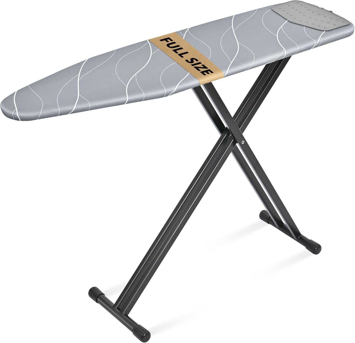 APEXCHASER Ironing Board with Silicon Iron Rest, Heavy-Duty Legs and Heat Resistant Cover, 13x53 inch, Black