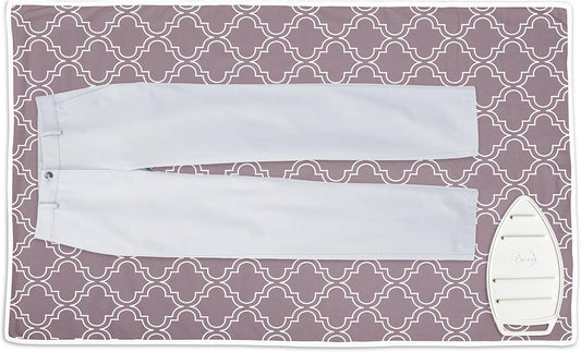 Encasa Homes Ironing Mat/Pad (Large 48"x28") with 3mm Padding & Silicone Iron Rest for Steam Pressing on Tabletop or Bed - Heat Resistant, Portable, Quilting & Travel Blanket - Mauve Tiles