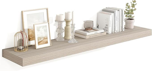 Heimlove 55 Inch Floating Shelves for Wall,10 Deep Large Grey Floating Shelf with Heavy Duty Brackets,Wall Shelf Mounted Storage & Display Shelves for Bedroom,Living Room,Kitchen,Office